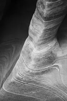 North America, USA, Nevada, Valley of Fire State Park. Black and white image of water