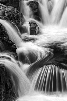 Images Dated 29th September 2014: North America, USA, New Hampshire. Black and White image of small waterfall on
