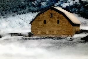 North America, USA, North Carolina, Boone, Digitally altered image of a barn and trees