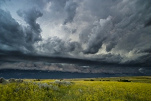 Images Dated 29th July 2010: North America, USA, North Dakota, Theodore Roosevelt National Park, Approaching storm