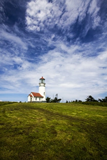 Wide Angle Prints: North America; USA Oregon; Cape Blanco Lighthouse on the Oregon Cpastline with clouds