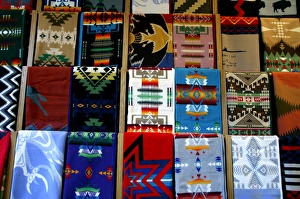 North America, USA, South Dakota, Rapid City, Prairie Edge Trading Co. Typical Pendleton blankets