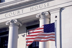 Western Script Prints: North America, USA, Texas, San Antonio. Court house exterior