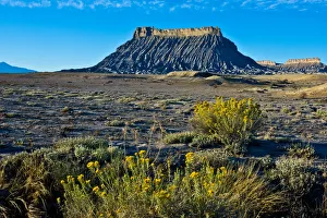 Stark Prints: North America, USA, Utah, Caineville, Factory Butte from Coal Mine Road