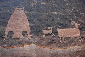 Images Dated 29th January 2011: North America, USA, Utah. Owl Panel with big horn sheep, ancient petroglyph, UT