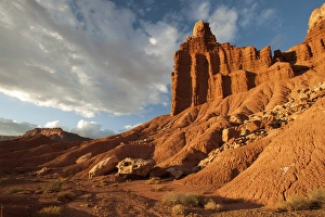 Geological Formation Prints: North America, USA, Utah. Sunset on Chimney Rock, Capitol Reef national Park, UT