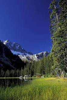 North America, USA, WA, Alpine Lakes Wilderness Lake Stuart, Mt. Stuart in background