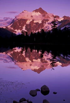 North America, USA, WA, Heather Meadows Recreation Area Mt. Shuksan sunset at