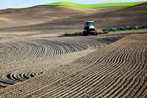 Images Dated 10th June 2009: North America, USA, Washington, Spring in Palouse Country Washington with tractor tilling