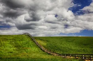 Images Dated 9th June 2011: North America; USA; Washington; Palouse Country; Long fence running through the Wheat field
