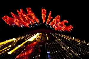Images Dated 21st December 2011: North America; USA; Washington; Seattle; Pike Place Market; Pike Place Market at night