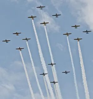 North America, USA, Wisconsin, Oshkosh, AirVenture 2016, Formation of North American T-6 Texan