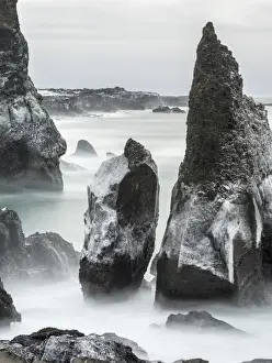 North Atllantic coast during winter near Reykjanesviti and Valahnukur. europe, northern europe