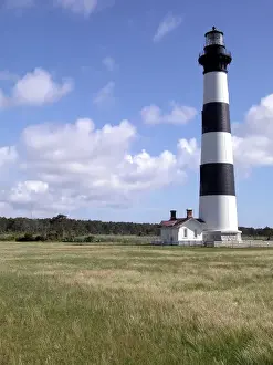 Lynn Seldon Prints: North Carolina, Bodie Island. Bodie Island Lighthouse and Keepers Quarters