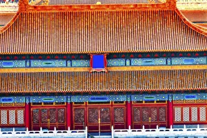 Images Dated 26th November 2017: North Red Entrance Yellow Roofs Halls Gugong Forbidden City, Beijing, China