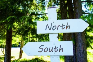 Danita Delimont New Images May 2025 Prints: North South sign directions, Lummi Island, Washington State, USA