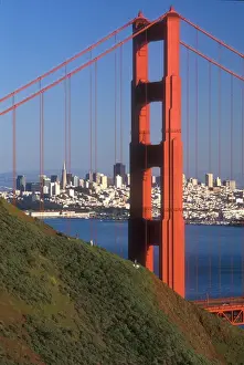 Strength Prints: North tower of the Golden Gate bridge with San Francisco in the distance