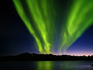 New Images October 2024 Prints: Northern Lights over Angmagssalik Fjord near settlement Kuummiit (formerly spelled Kummiut)