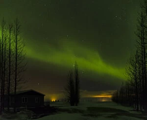 Iceland Collection: Northern Lights or aurora borealis over Laugardalur during winter in Iceland. europe