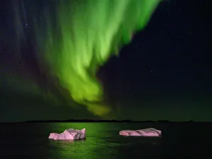 Mystical Prints: Northern lights over the fjord Nuup Kangerlua