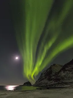 Mystical Prints: Northern Lights over Haukland Beach, island Vestvagoy