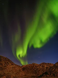 Icefjord Prints: Northern Lights during full moon at the Sermilik (Sermiligaaq) Icefjord in East Greenland