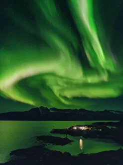 Kong Christian Ix Land Prints: Northern Lights over settlement Kuummiit