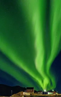 Images Dated 23rd June 2022: Northern Lights over settlement Kuummiit