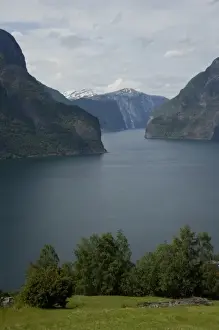 Water Way Prints: Norway, Aurland near Flam. View of Aurland Fjord an arm of Sogne Fjord, the longest