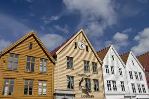 Norway, Bergen. Downtown old Hanseatic historic area of Bryggen, UNESCO World Heritage City