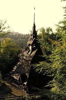 Images Dated 3rd September 2005: Norway, Bergen, Fantoft Stave Church in morning light