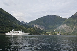 Aurlandsfjord Prints: Norway, Flam (aka Flaam). Cruise ships, Costas Mediterranea & World Discovery