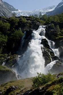 Images Dated 4th July 2009: Norway, Geirangerfjord District. Jostedalsbreen National Park, Briksdals Glacier
