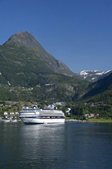 Images Dated 4th July 2009: Norway, Geirangerfjord, Geiranger. Cruise ship, Celebrity Century, in port at Geiranger