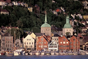 Water Front Prints: Norway, Hordaland, Bergen. Harbor view