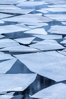 Nordland Prints: Norway, Lofoten Islands. Broken ice on Lake Storvatent