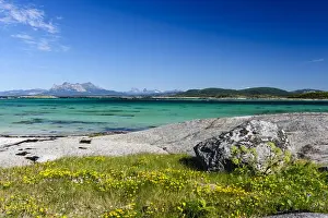 Nordland Prints: Norway, Nordland. Glacially polished rock slabs mixes with sandy beaches along Vestfjorden