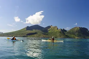 Sea Kayak Prints: Norway, Nordland. NOLS Instructor Fabio Olivera and Kate Roberts sea kayaking in
