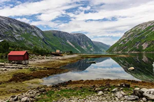 Norway, Nordland. Scenic view of the fjord from Hellmobotn