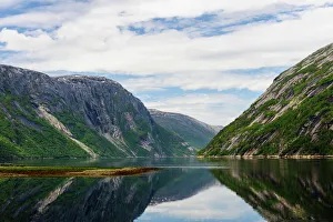 Nordland Prints: Norway, Nordland. Scenic view of the fjord from Hellmobotn