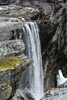 Nordland Prints: Norway, Nordland. Waterfall at Hellmobotn