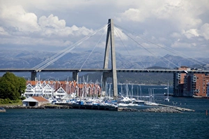 Sc Andinavian Prints: Norway, Stavanger. Sailboats in the port area