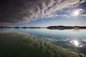 Images Dated 2nd August 2008: Norway, Svalbard, Edgeoya Island, Reflection of low clouds in calm sea on summer