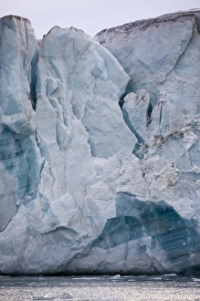 Norway, Svalbard, Spitsbergen Island, Blue ice face of Sveabreen Glacier in Nordfjorden