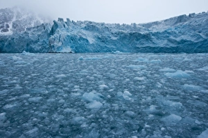 Images Dated 18th August 2009: Norway, Svalbard, Spitsbergen Island, Shattered ice at face of Svidjot Glacier in