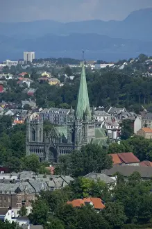 Images Dated 3rd July 2009: Norway, Trondheim. City overview with Nidaros Cathedral (aka Trondheim Cathedral)