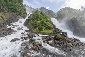Norway Prints: Norway, Vestland. Landscape with Latefossen waterfall