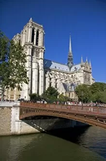 Notre Dame cathedral along the river Seine in Paris, France