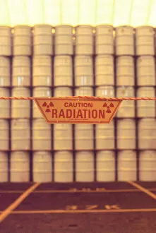 Nuclear waste storage of contaminated items are stored in drums at the Idaho National