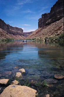 Images Dated 5th March 2007: Oar powered rafts drift down the Colorado River deep inside the Grand Canyon